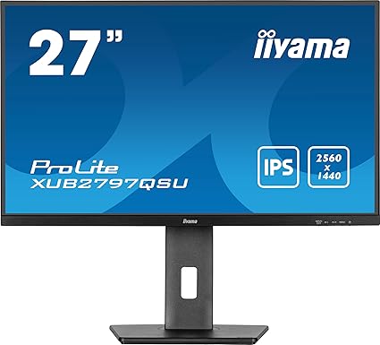 Iiyama XUB2797QSU-W2 27 inch IPS white bezel, 100Hz, 1ms (MPRT), 2560x1440, HDMI/DP, 2 x USB, 2 x 2W Speakers, Height Adjustable Stand, TCO09 & TUV-GS, 5 Yr Warranty