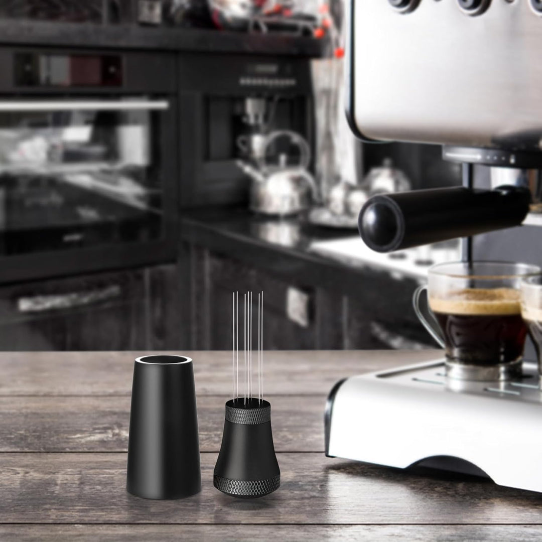 Wdt Tool, Aluminium Wdt Tool Espresso with 7 Espresso Needles 0.3 mm, 10 Replacement Needles, Aluminium Wdt Tool Espresso with Stand, Espresso Coffee Stirrer, Espresso Coffee Stirrer for