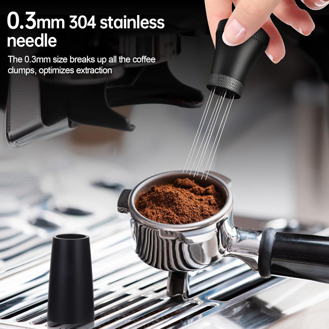 Wdt Tool, Aluminium Wdt Tool Espresso with 7 Espresso Needles 0.3 mm, 10 Replacement Needles, Aluminium Wdt Tool Espresso with Stand, Espresso Coffee Stirrer, Espresso Coffee Stirrer for