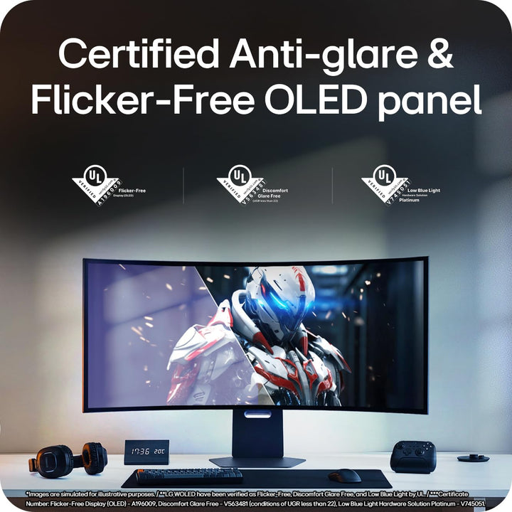 LG UltraGear OLED GX9 Gaming Monitor 45GX950A-B - 5K2K 45 Inch WOLED Curved, Dual-mode 165-330Hz, 0.03ms, 275-1300nits, FreeSync Premium Pro, HDR 400, Speakers, DP 2.1, HDMI 2.1, USB-C, Black