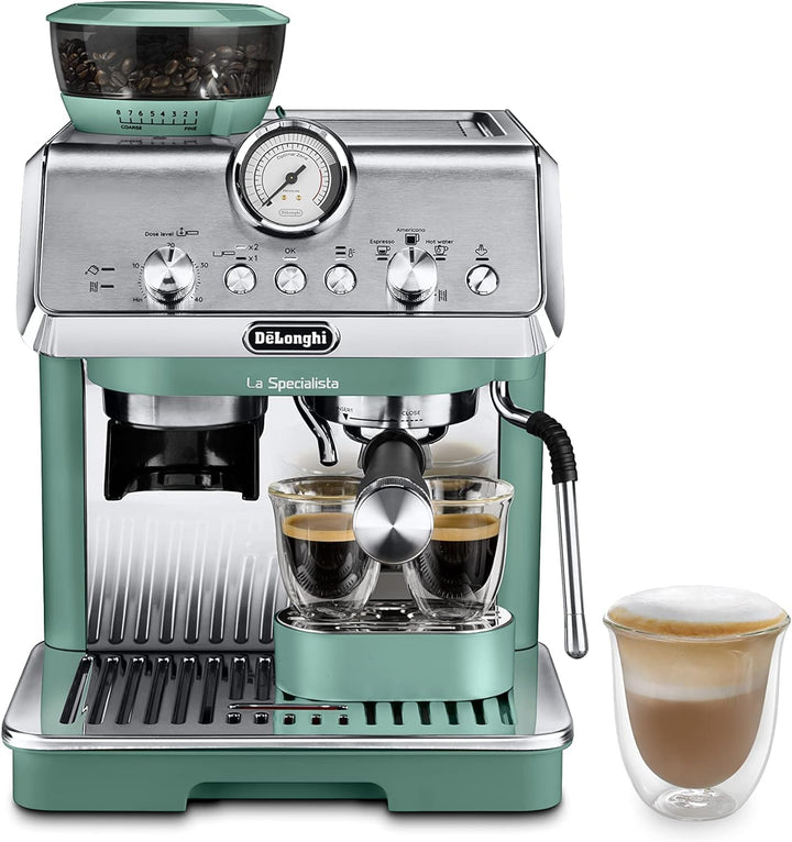 De'Longhi La Specialista Arte EC9155.GR, Barista Pump Espresso Machine, Bean to Cup Coffee and Cappuccino Maker, 8 Grinding Settings, MyLatte Art Frothing Wand, 1550W, Green