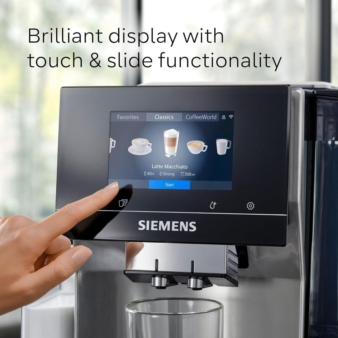 SIEMENS EQ700 Fully Automatic Bean to Cup Coffee Machine, 5" Touch Screen Display, Cold Brew/Slow Brew, Integrated Milk Container, 30+ Coffee Beverages with Home Connect, TQ717GB3