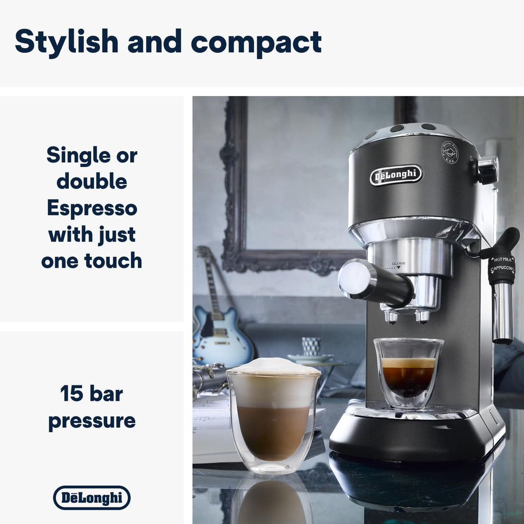 De'Longhi Dedica Style, Traditional Pump Espresso Machine, Coffee and Cappuccino Maker, EC685BK, Black