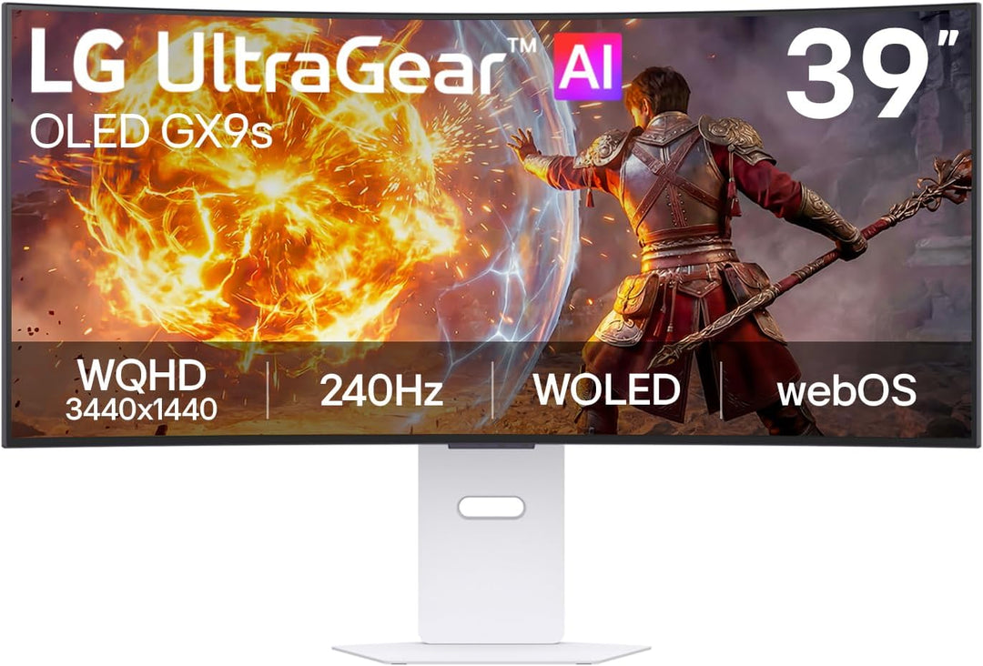 LG UltraGear™ OLED GX9s 39GX90SB-W 39 inch UWQHD Curved Smart Gaming Monitor | webOS, 240Hz, 0.03ms, WOLED 1300 nits, HDR True Black 400, AI Picture &amp; Sound, DP 1.4(DSC), HDMI 2.1 &amp; USB-C 65W