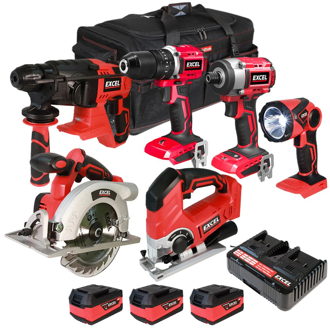 Excel 18V 6 Piece Combo Kit with 3 x 5.0Ah Battery & Charger EXL5657
