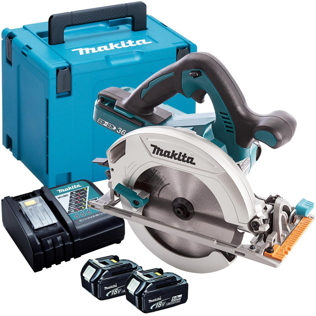 Makita DHS710ZJ 36V LXT 190mm Circular Saw With 2 x 5.0Ah Batteries &amp; Charger In Case