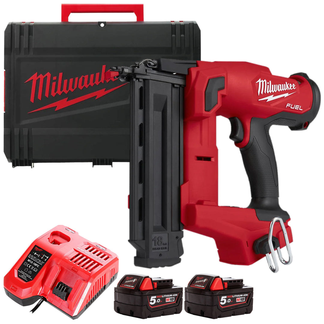 Milwaukee M18FNCS18GS-0X 18V Fuel Brushless Narrow Crown Stapler with 2 x 5.0Ah Battery Charger & Case