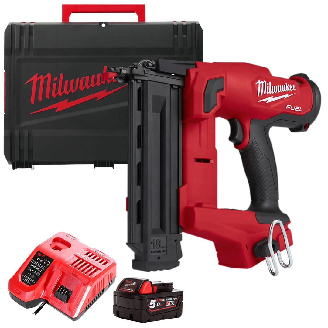 Milwaukee M18FNCS18GS-0X 18V Fuel Brushless Narrow Crown Stapler with 1 x 5.0Ah Battery Charger & Case