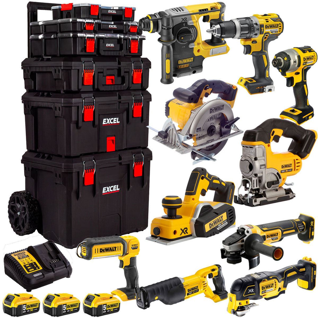 Dewalt DCKT4T10P4 18V 3 x 5.0Ah Batteries XR Li-Ion 10 Piece & Trolley Toolbox