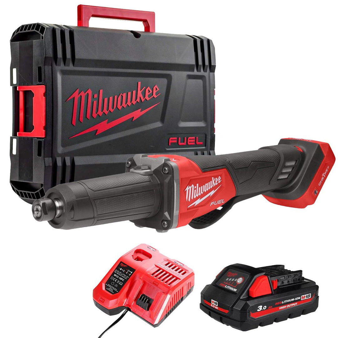 Milwaukee M18FDGROVPDB-0X 18V Brushless Braking Die Grinder with 1 x 3.0Ah Battery Charger & Case