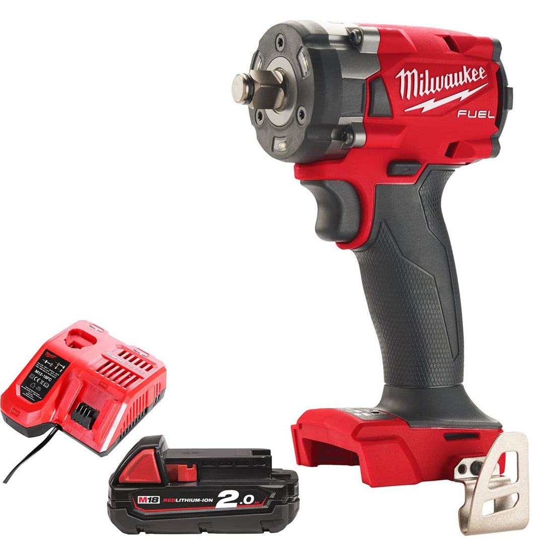 Milwaukee M18FIW2F12-0 18V Brushless 1/2" Impact Wrench with 1 x 2.0Ah Battery &amp; Charger