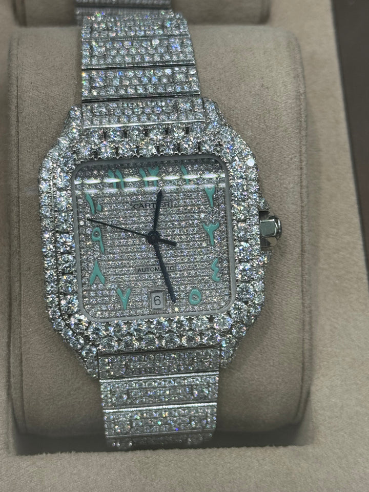 Cartier santos large 39mm -natural diamonds box and card AM