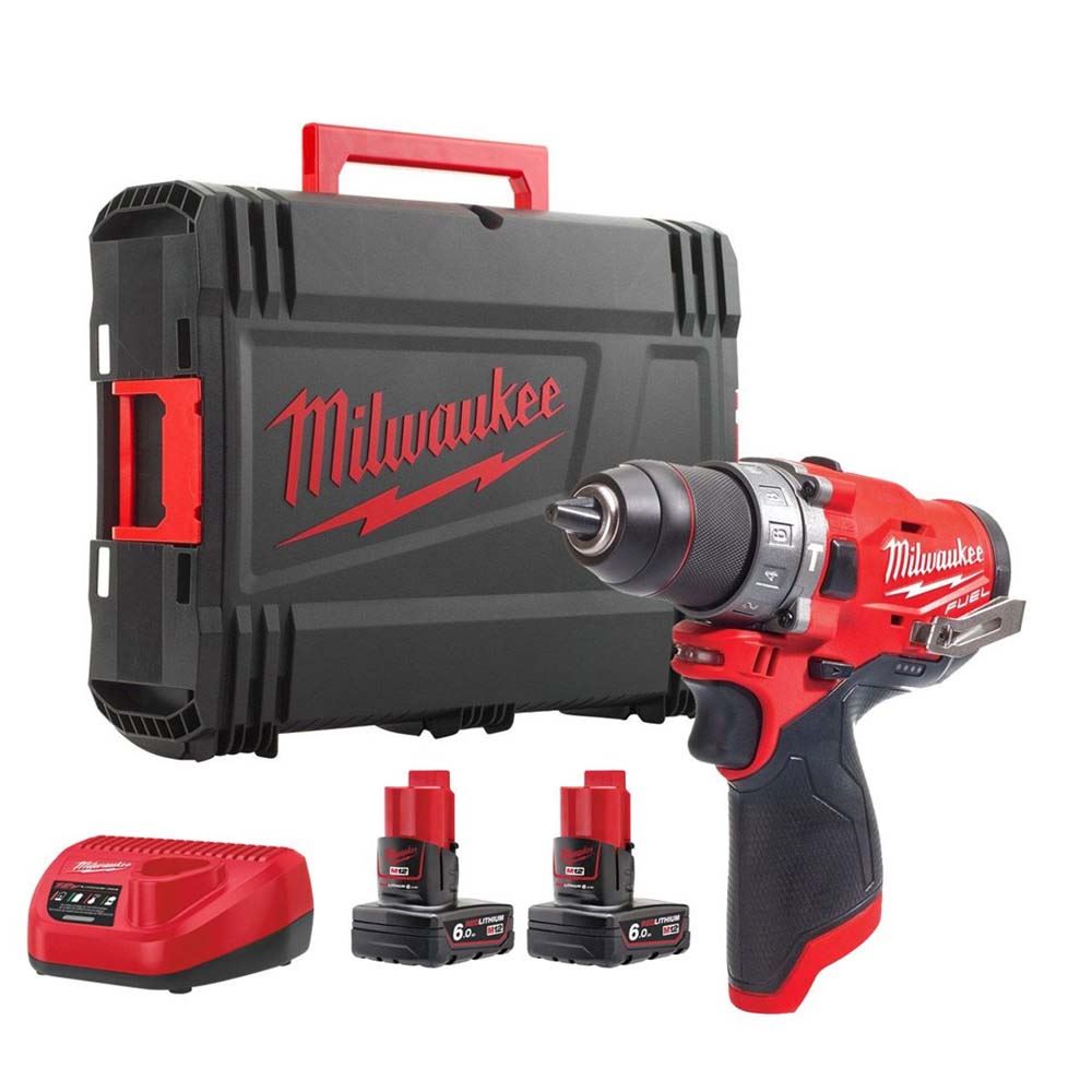 Milwaukee M12FPD2-602X 12V FUEL Brushless Combi Drill with 2 x 6.0Ah Batteries, Charger &amp; Case 4933479871