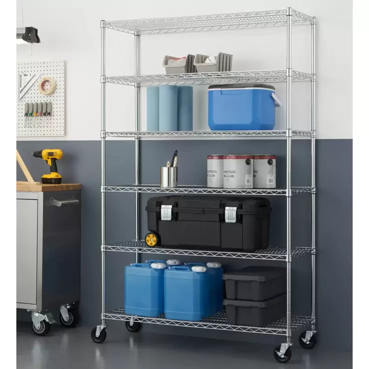 TRINITY 48" (122cm) EcoStorage™ 6-Tier Chrome Storage Unit with Casters