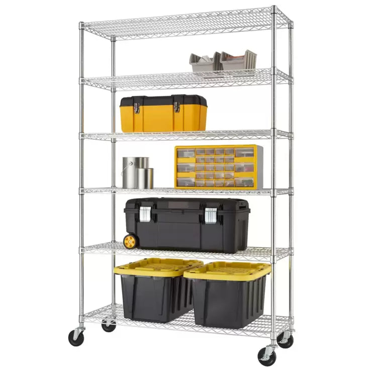 TRINITY 48" (122cm) EcoStorage™ 6-Tier Chrome Storage Unit with Casters