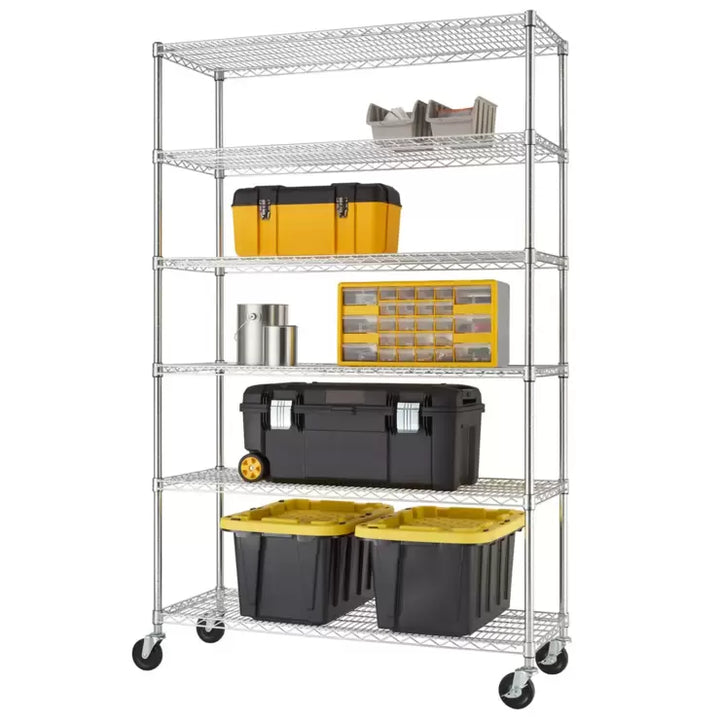 TRINITY 48" (122cm) EcoStorage™ 6-Tier Chrome Storage Unit with Casters