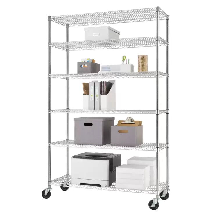 TRINITY 48" (122cm) EcoStorage™ 6-Tier Chrome Storage Unit with Casters