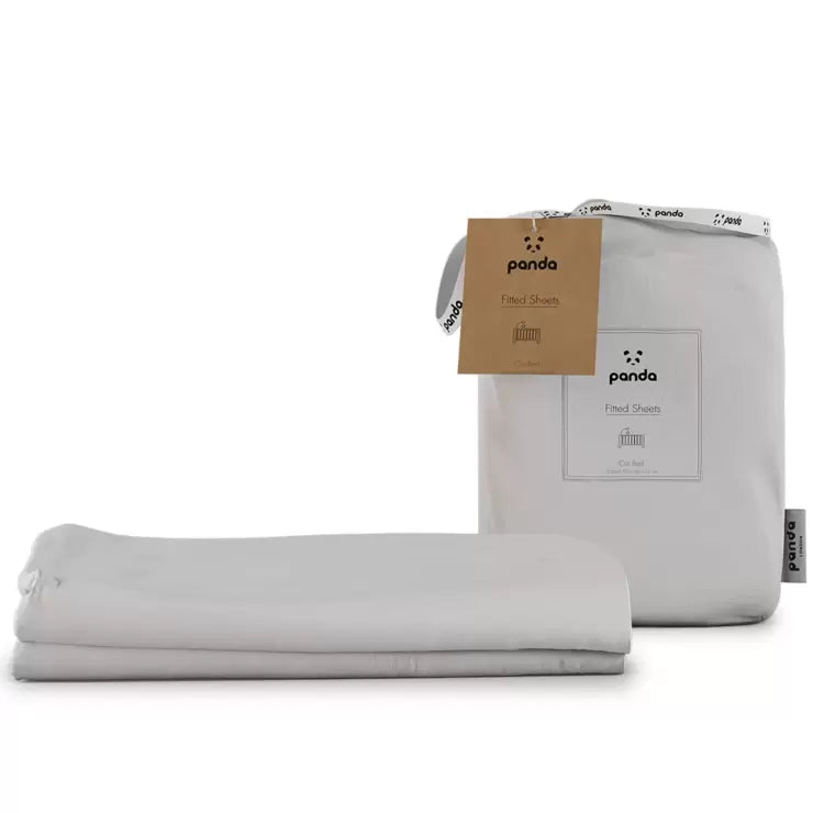 Panda 100% Bamboo Cot Bed Fitted Sheets, 2 Pack in White