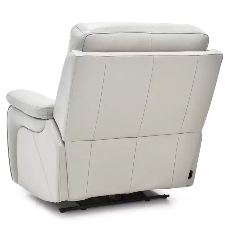 Fletcher Light Grey Leather Power Recliner Armchair with Power Headrest