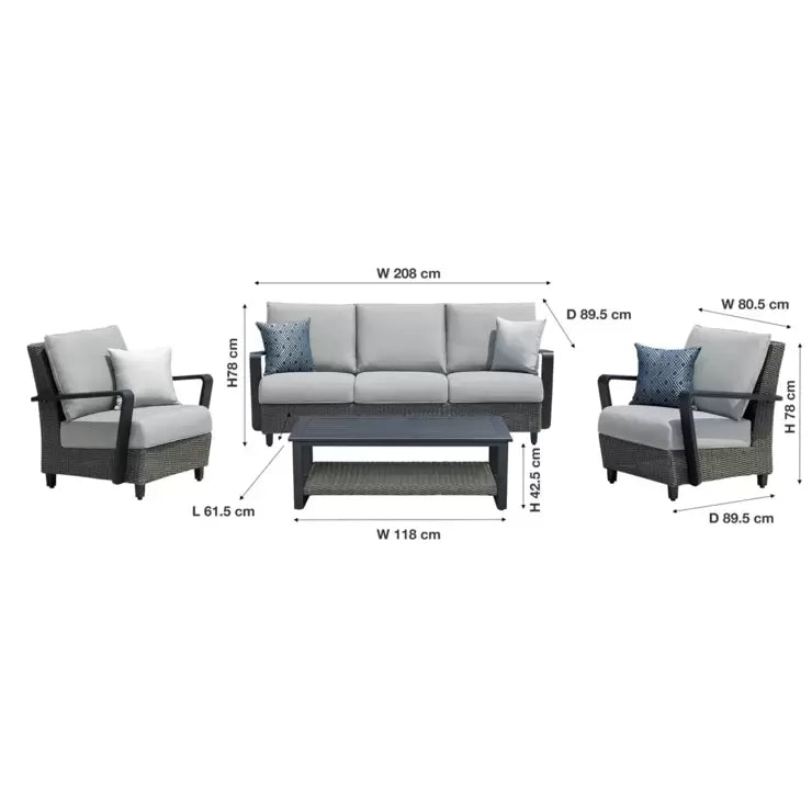 OVE Decors Augusta 4 Piece Deep Seating Patio Set + Cover
