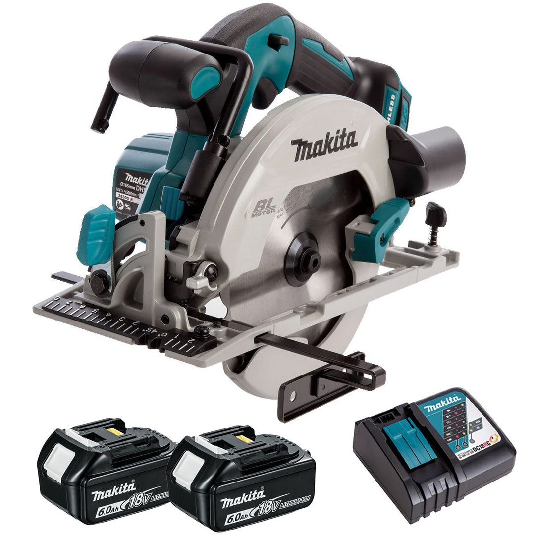 Makita DHS680Z 18V 165mm Brushless Circular Saw with 2 x 6.0Ah Battery &amp; Charger