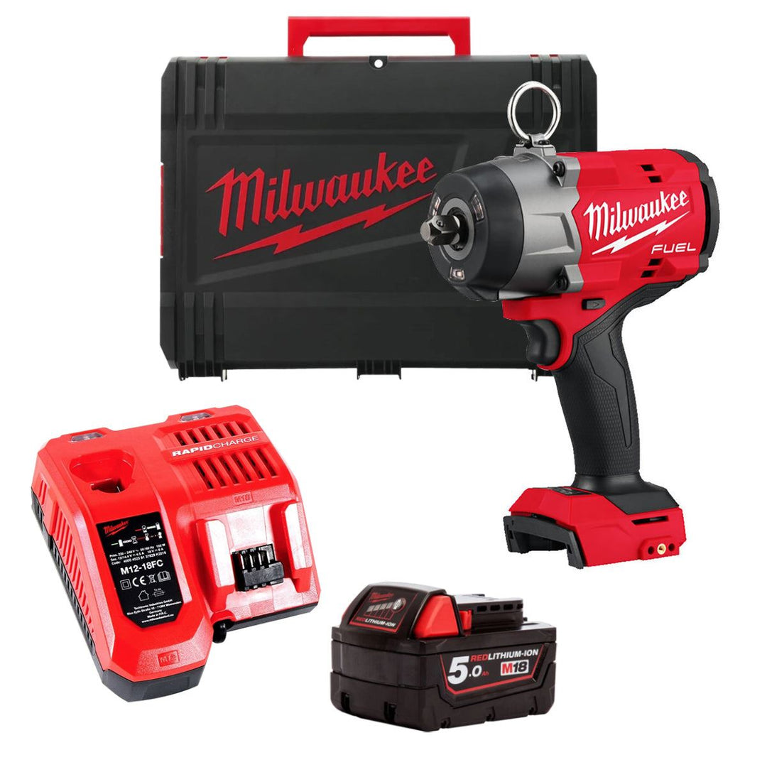 Milwaukee M18FHIW2P12-0X 18V FUEL High Torque 1/2" Impact Wrench with 1 x 5.0Ah Battery Charger &amp; Case