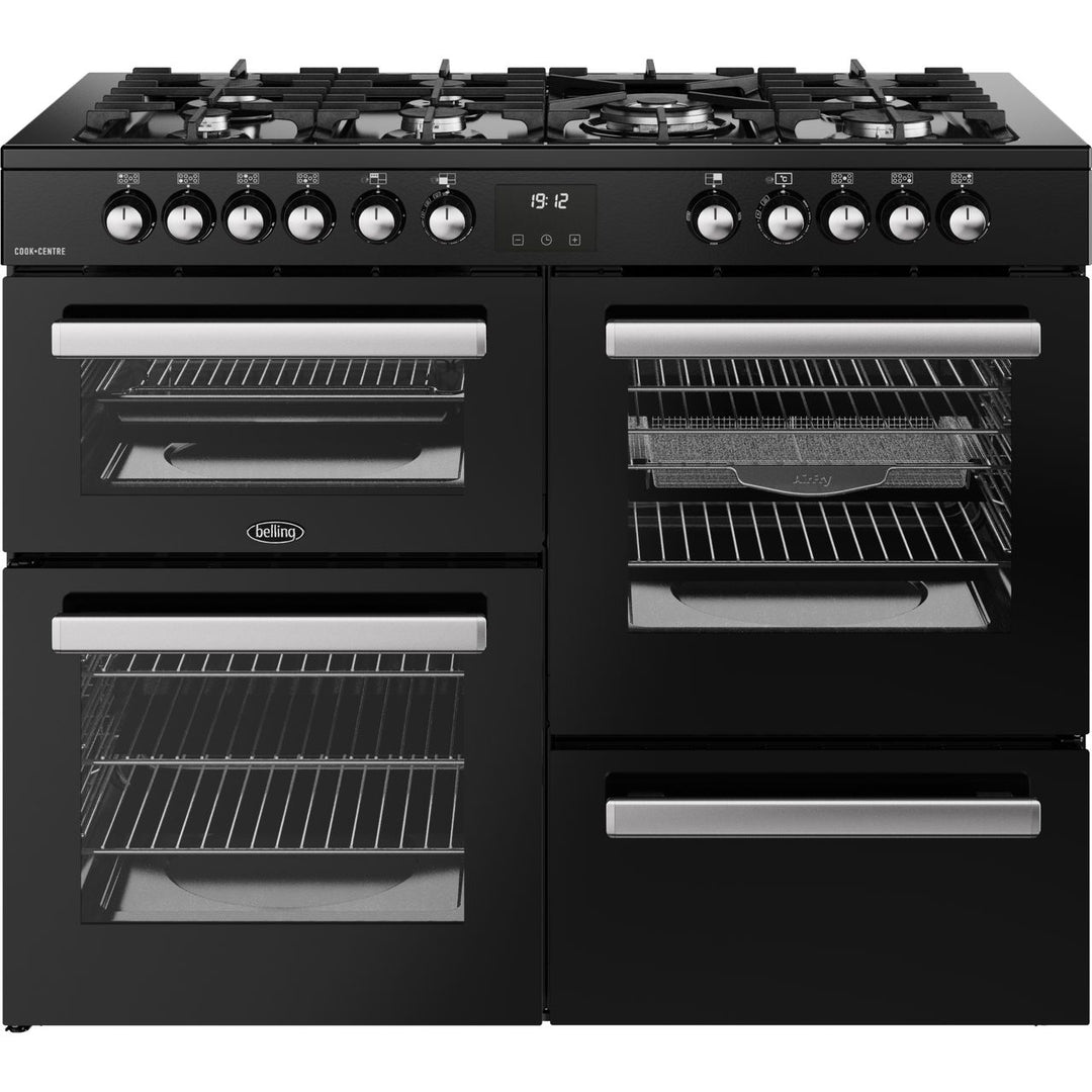 Belling Cookcentre 110DF 110cm wide Dual Fuel Range Cooker with Gas Hob - Black[444411805_BK]