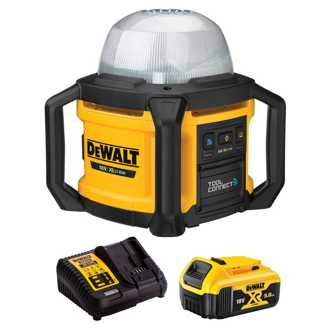 Dewalt DCL074 18V XR Tool Connect Area Light with 1 x 5.0Ah Battery & Charger