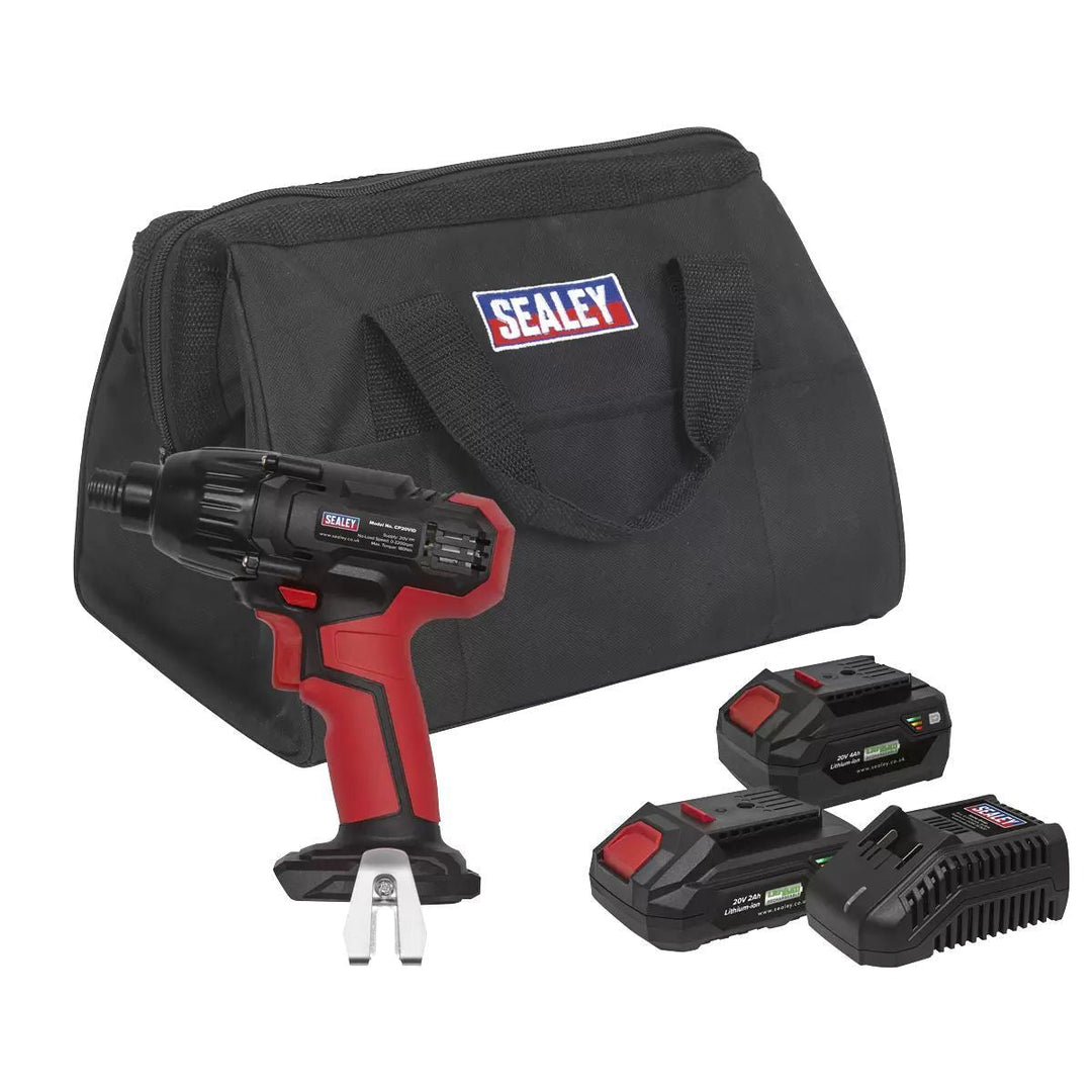 Sealey CP20VIDKIT 20V 1/4"Hex Drive Impact Driver Kit with 2 Batteries & Charger