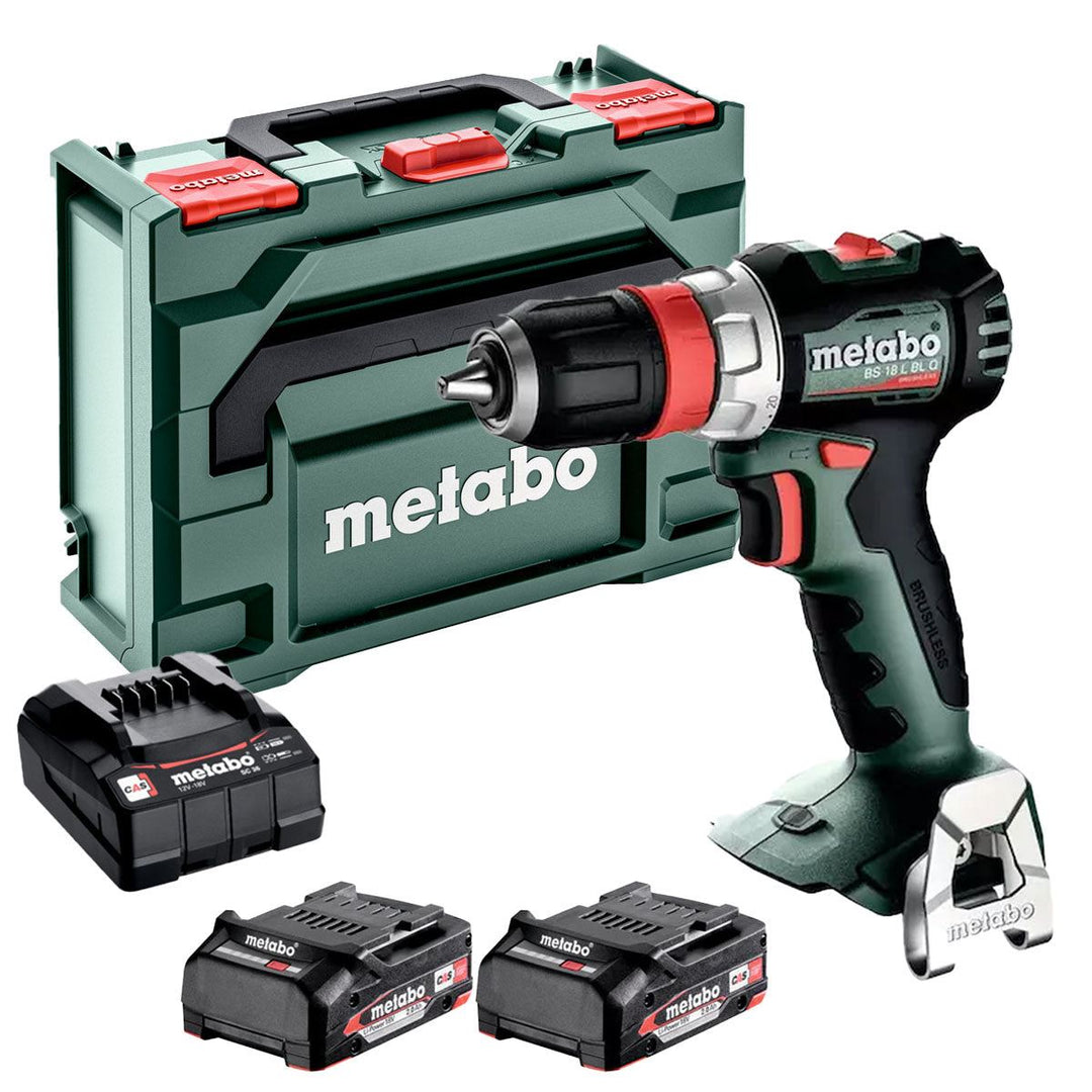 Metabo BS 18 L BL Q 18V Brushless Drill Driver with 2 x 2.0Ah Battery Charger & Case