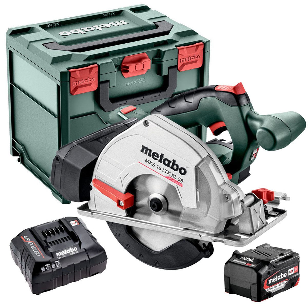 Metabo MKS 18 LTX BL 58 18V Brushless 165mm Circular Saw with 1 x 4.0Ah Battery Charger & Metabox