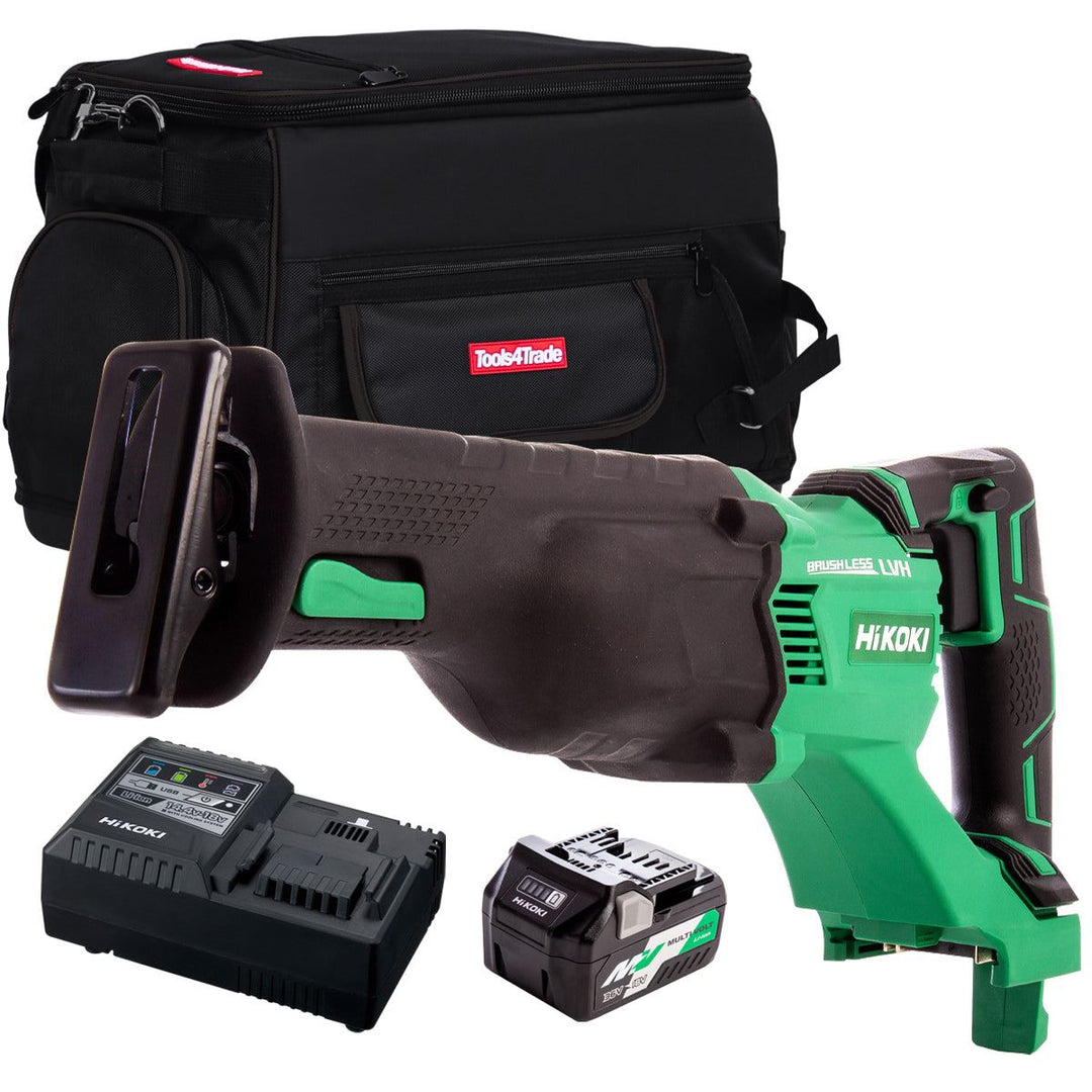 Hikoki CR18DBLJ4Z 18V Brushless Reciprocating Saw with 1 x 2.5Ah/5.0Ah Battery Charger & Bag