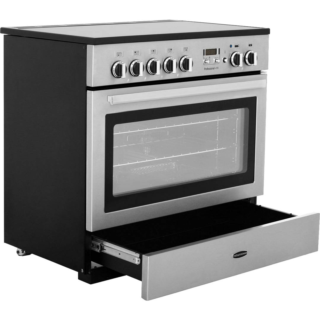 Rangemaster Professional Plus FX PROP90FXEISS/C 90cm wide Electric Range Cooker with Induction Hob - Stainless Steel - A Rated Non Split Single Door