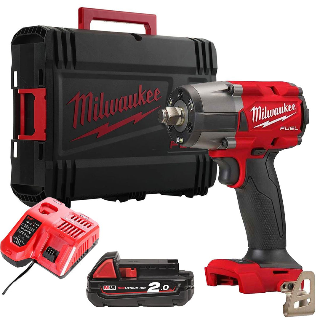 Milwaukee M18FMTIW2F12-0X 18V Brushless 1/2" Impact Wrench with 1 x 2.0Ah Battery Charger &amp; Case