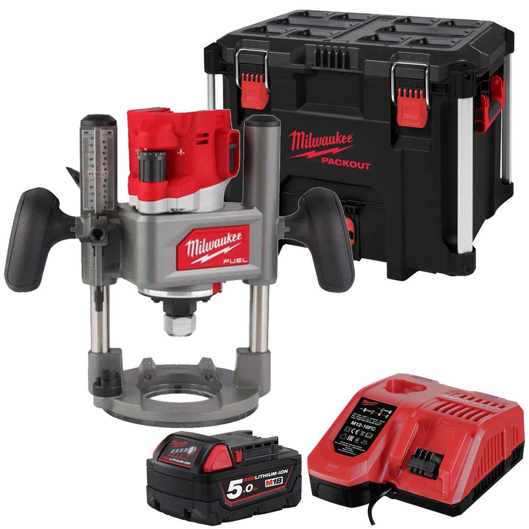 Milwaukee M18FR12KIT 18V Fuel Brushless 1/2" Router Cutter with 1 x 5.0Ah Battery Charger in Case