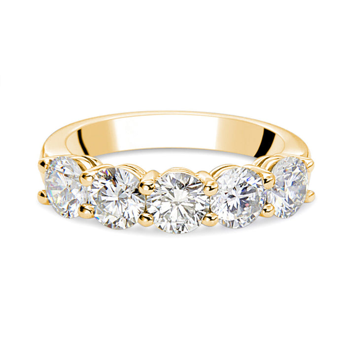 2.00ctw Round Brilliant Cut 5 Stone Diamond Ring, 18ct Yellow Gold