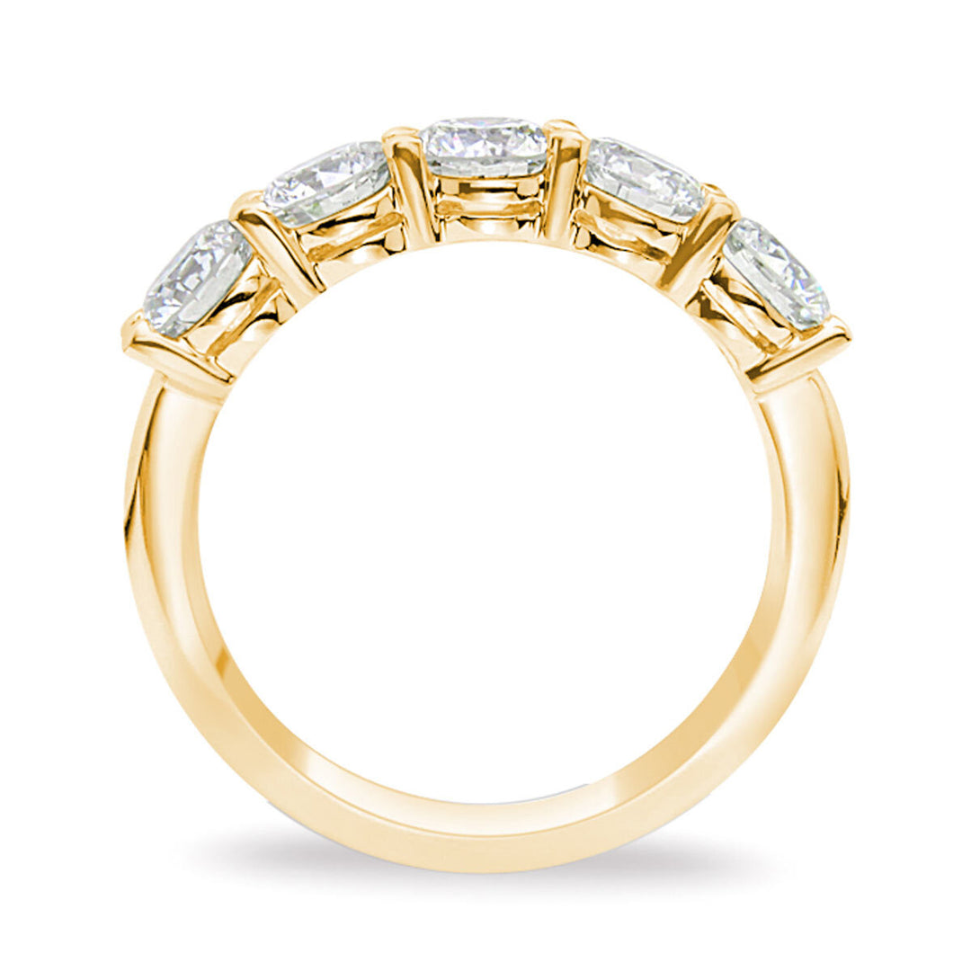 2.00ctw Round Brilliant Cut 5 Stone Diamond Ring, 18ct Yellow Gold