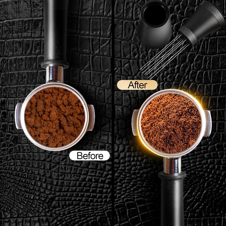 Wdt Tool, Aluminium Wdt Tool Espresso with 7 Espresso Needles 0.3 mm, 10 Replacement Needles, Aluminium Wdt Tool Espresso with Stand, Espresso Coffee Stirrer, Espresso Coffee Stirrer for