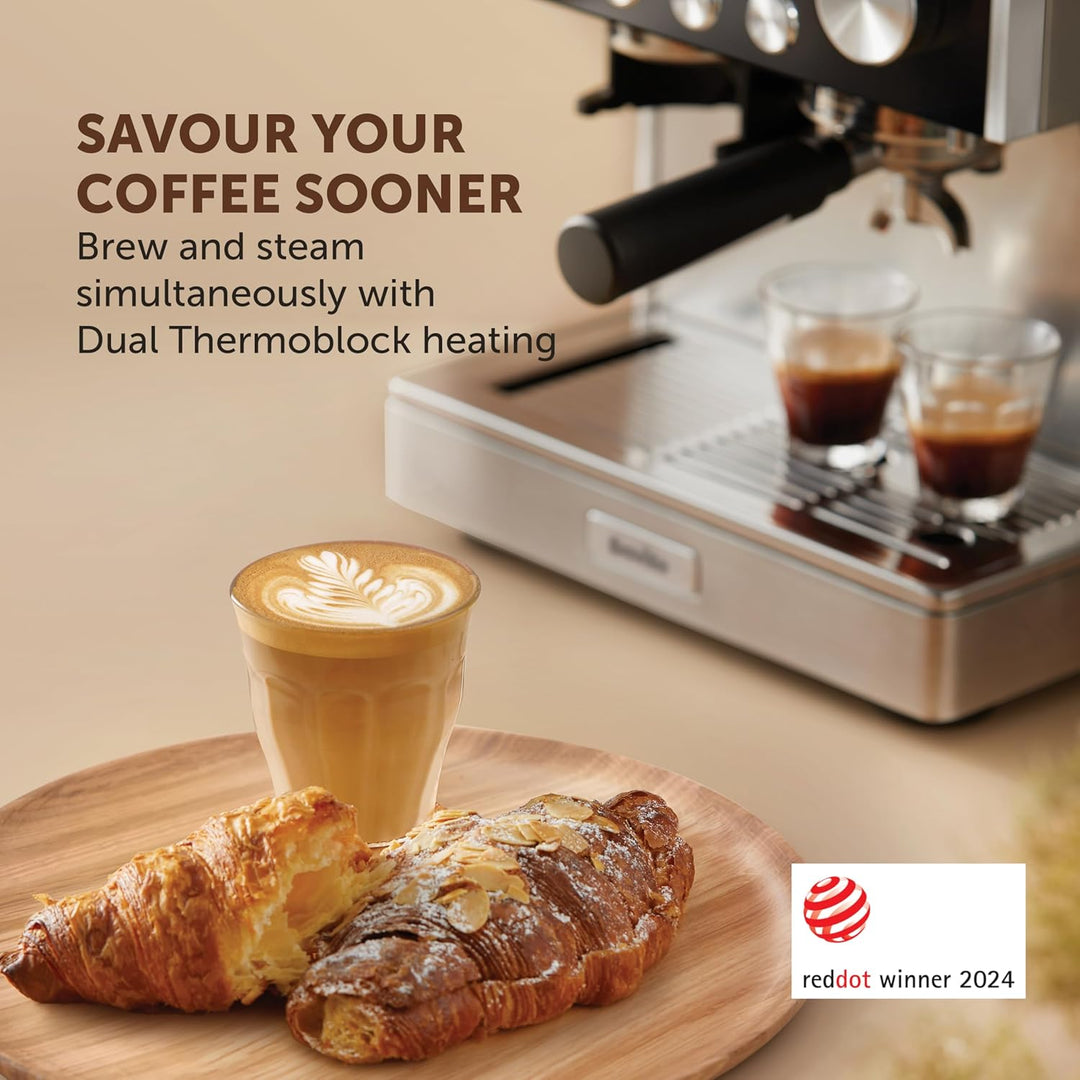 Breville Barista Signature Espresso Machine | Bean to Cup Coffee Maker with Integrated Coffee Grinder & Milk Frother | 15 Bar Italian Pump | Stainless Steel [VCF160]