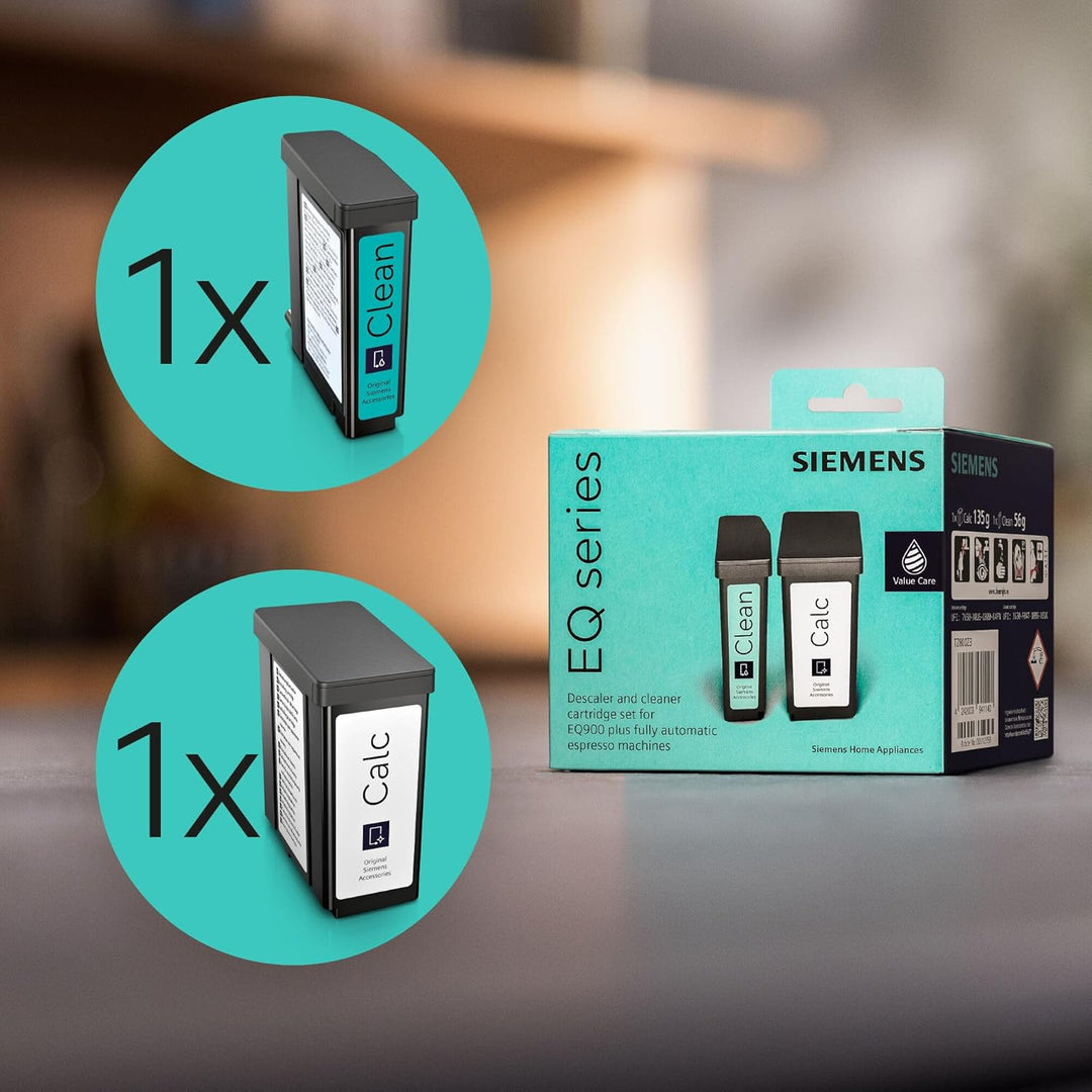 SIEMENS Multipack 1x Cleaning and Descaling Cartridge TZ800Z3 for EQ900plus Fully Automatic Coffee Machines, Content 1 Cleaning and 1 Descaling Cartridge