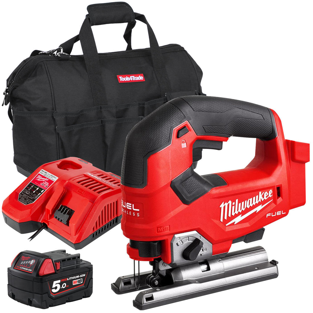 Milwaukee M18FJS-0 18V Brushless Jigsaw with 1 x 5.0Ah Battery &amp; Charger &amp; Bag
