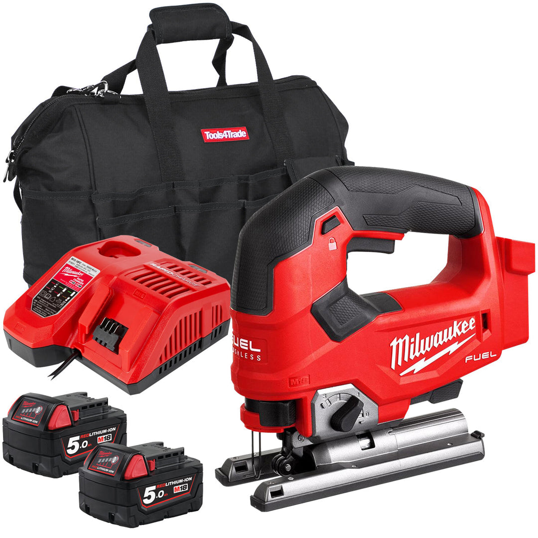Milwaukee M18FJS-0 18V Brushless Jigsaw with 2 x 5.0Ah Battery &amp; Charger &amp; Bag