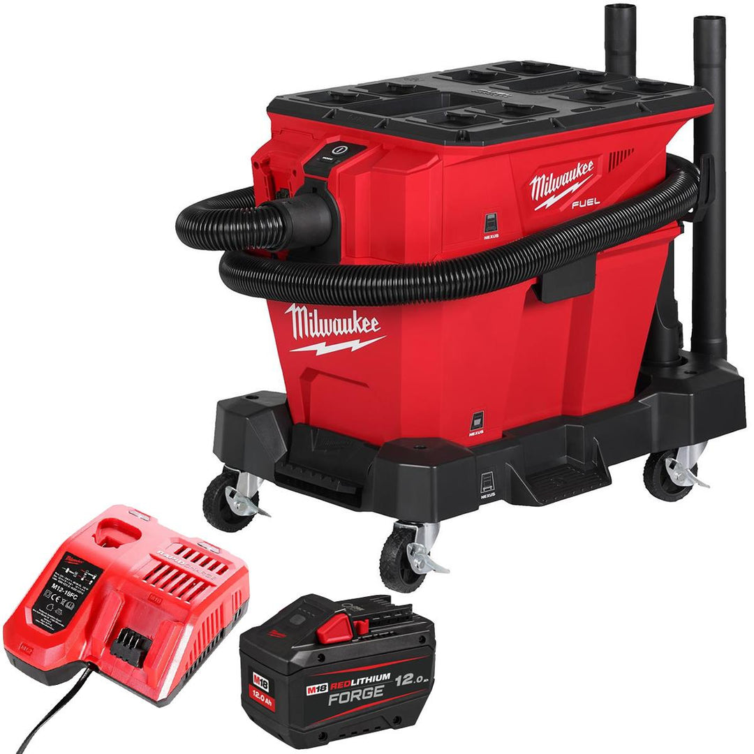 Milwaukee M18FVC23L-0 18V Brushless Wet & Dry Vacuum Cleaner with 1 x 12.0Ah Battery & Charger