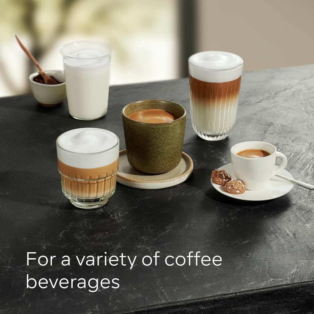 SIEMENS EQ300 Fully Automatic Bean to Cup Espresso Coffee Machine with milk frother arm, oneTouch Function, 4 coffee beverages, 3 coffee strengths, TF301G19, Piano Black