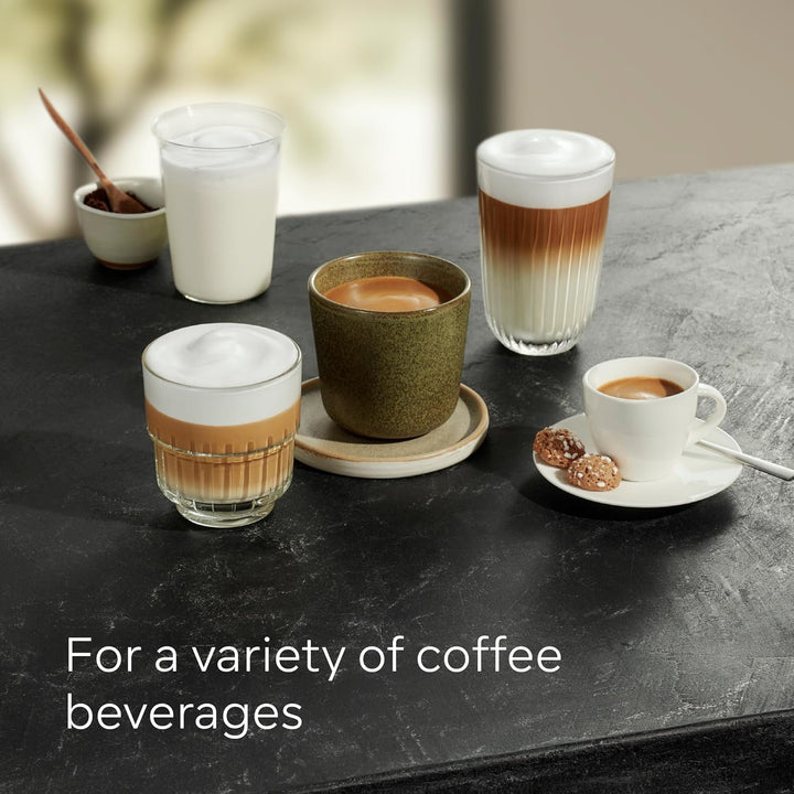 SIEMENS EQ300 Fully Automatic Bean to Cup Espresso Coffee Machine with milk frother arm, oneTouch Function, 4 coffee beverages, 3 coffee strengths, TF301G19, Piano Black