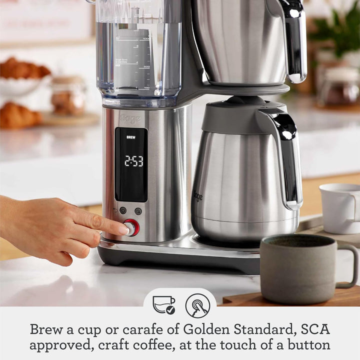 Sage - The Luxe Brewer Thermal One Touch Crafted Coffee - SCA Golden Cup, Programmable, Dual-Wall Thermal Carafe, Cone & Flat Bottom Filters, 1.77L Removable Water Tank