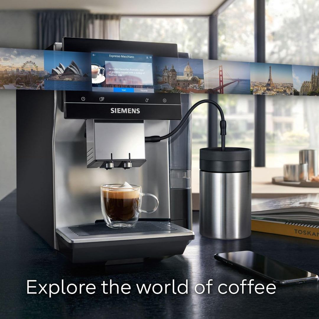 SIEMENS EQ700 Fully Automatic Bean to Cup Coffee Machine, 5" Touch Screen Display, Cold Brew/Slow Brew, Cappuccinatore, 34+ Coffee Beverages, Home Connect, TP715GB1