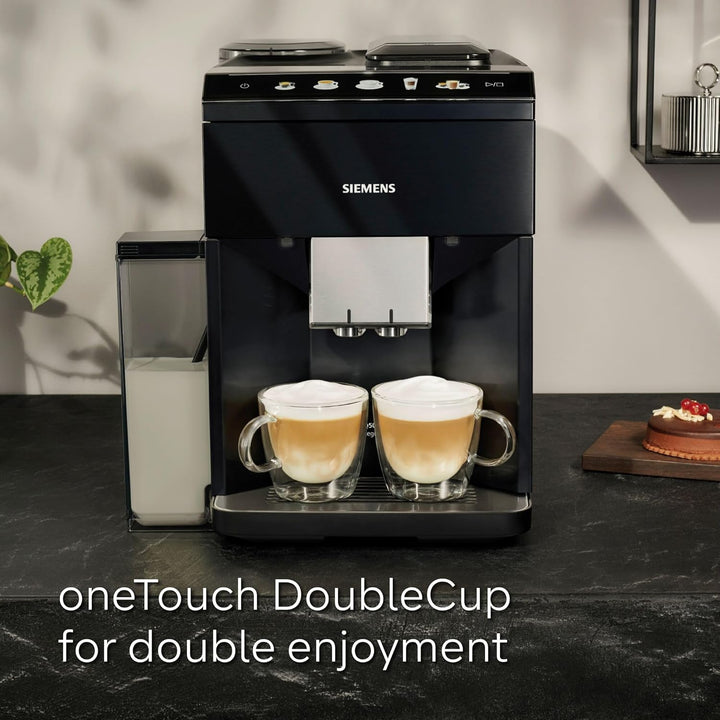 SIEMENS EQ500 Fully Automatic Bean to Cup Coffee Machine with Home Connect, coffeeSelect Display, oneTouch DoubleCup, 9 Coffee Beverages, autoMilk Clean, TQ518GB3 in Dark Inox
