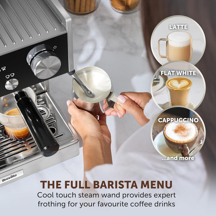 Breville Barista Signature Espresso Machine | Bean to Cup Coffee Maker with Integrated Coffee Grinder & Milk Frother | 15 Bar Italian Pump | Stainless Steel [VCF160]