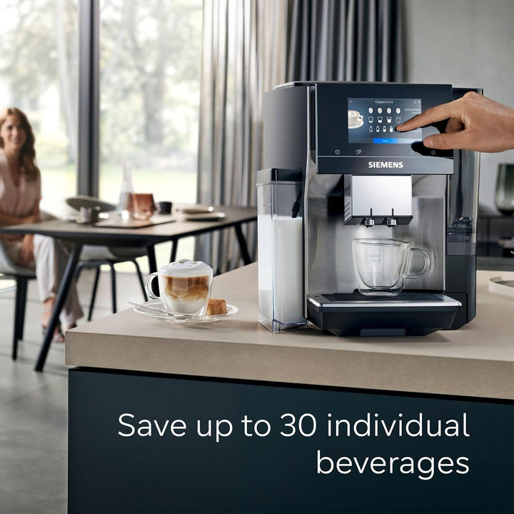 SIEMENS EQ700 Fully Automatic Bean to Cup Coffee Machine, 5" Touch Screen Display, Cold Brew/Slow Brew, Integrated Milk Container, 30+ Coffee Beverages with Home Connect, TQ717GB3